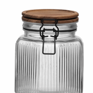 BOTE CRISTAL TAPA MADERA Y METAL